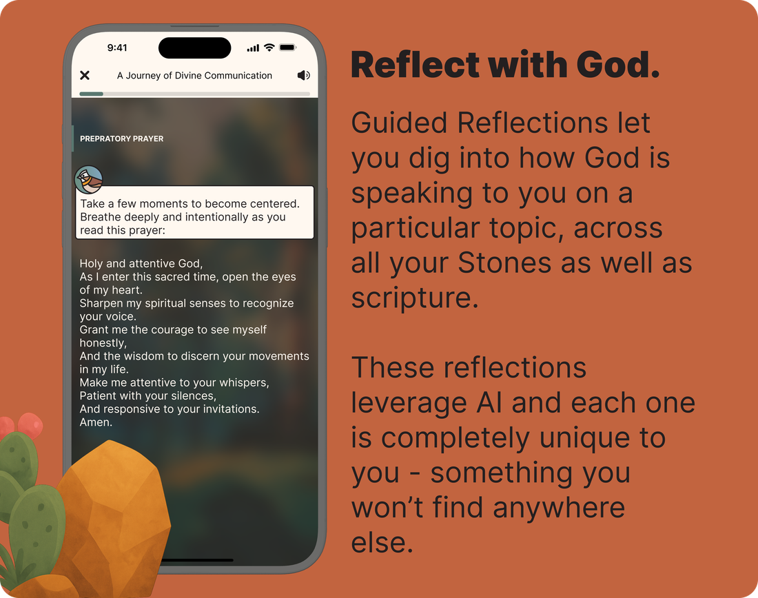 App screen showing a guided reflection with God.